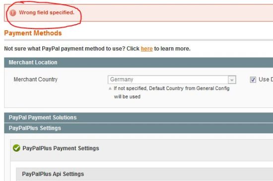 Magento–Wrong field specified.