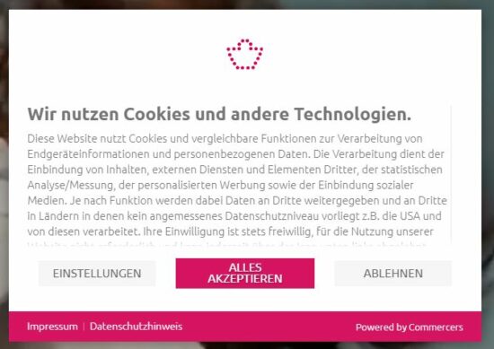 Conveniente solución de consentimiento de cookies